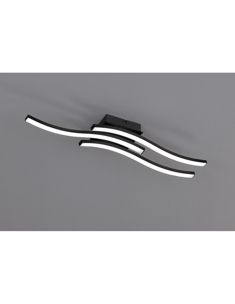 Plafoniera Moderna 3 Bacchette Ondulate Led 3000k Nero