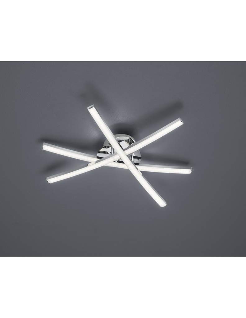 Plafoniera Moderna con 3 Bacchette Led Cromo Ø50 cm