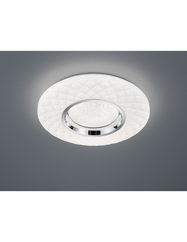 Plafoniera Moderna Led Dimmer Magnolia Bianco Decori Rombo Ø39 cm