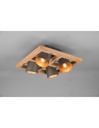 Plafoniera Quadrata 4 Spot Orientabili Legno E Metallo Nichel