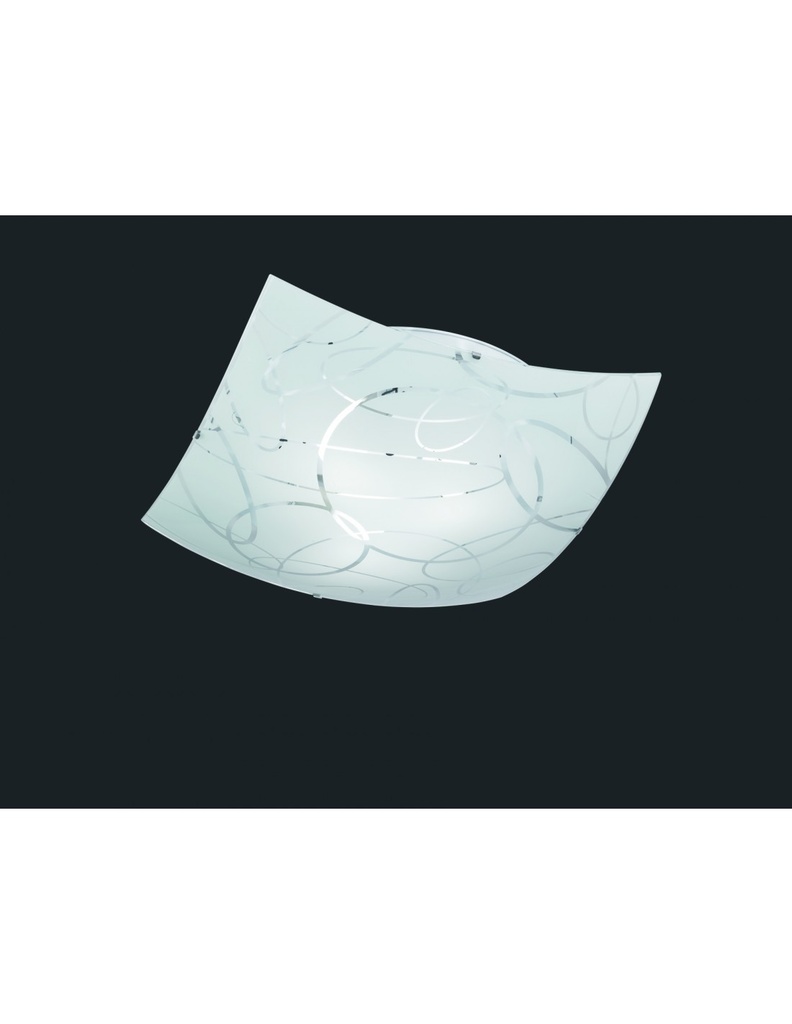 Plafoniera Quadrata Spirelli 3xE27 Vetro Con Cerchi Decorativi 50x50 cm Trio Lighting