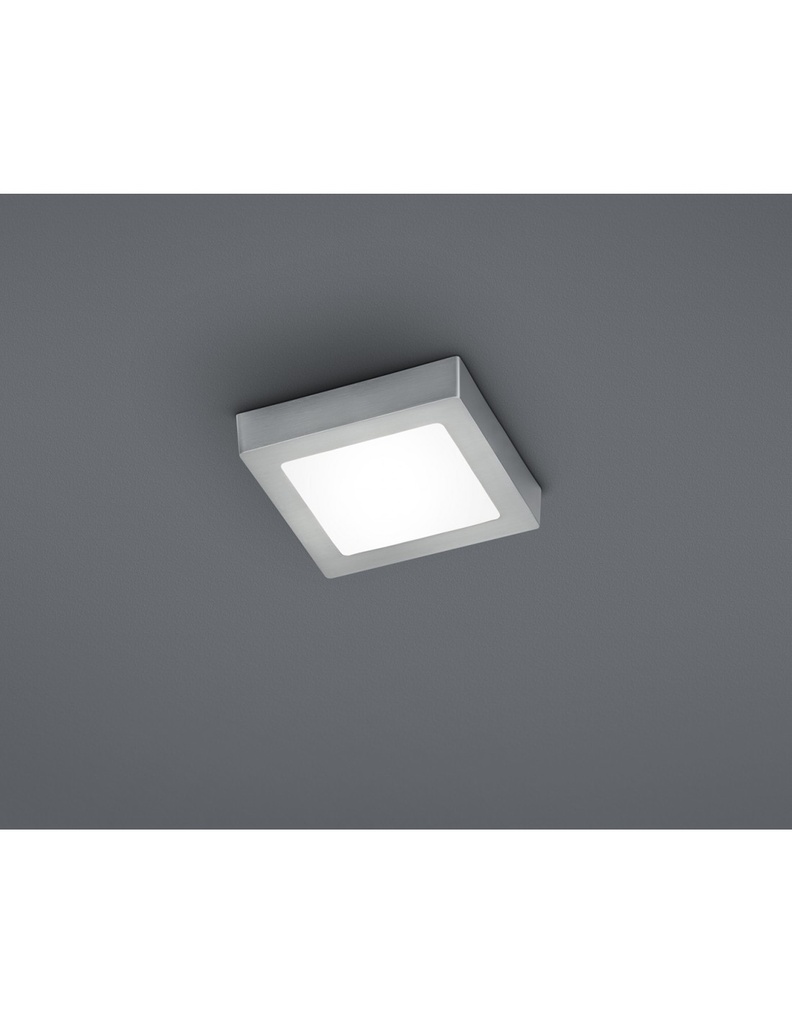Plafoniera Quadrata Led Dimmerabile Nichel 18x18 cm