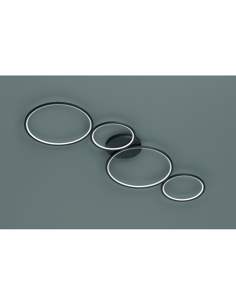 Plafoniera a 4 Cerchi LED Nero L97 cm