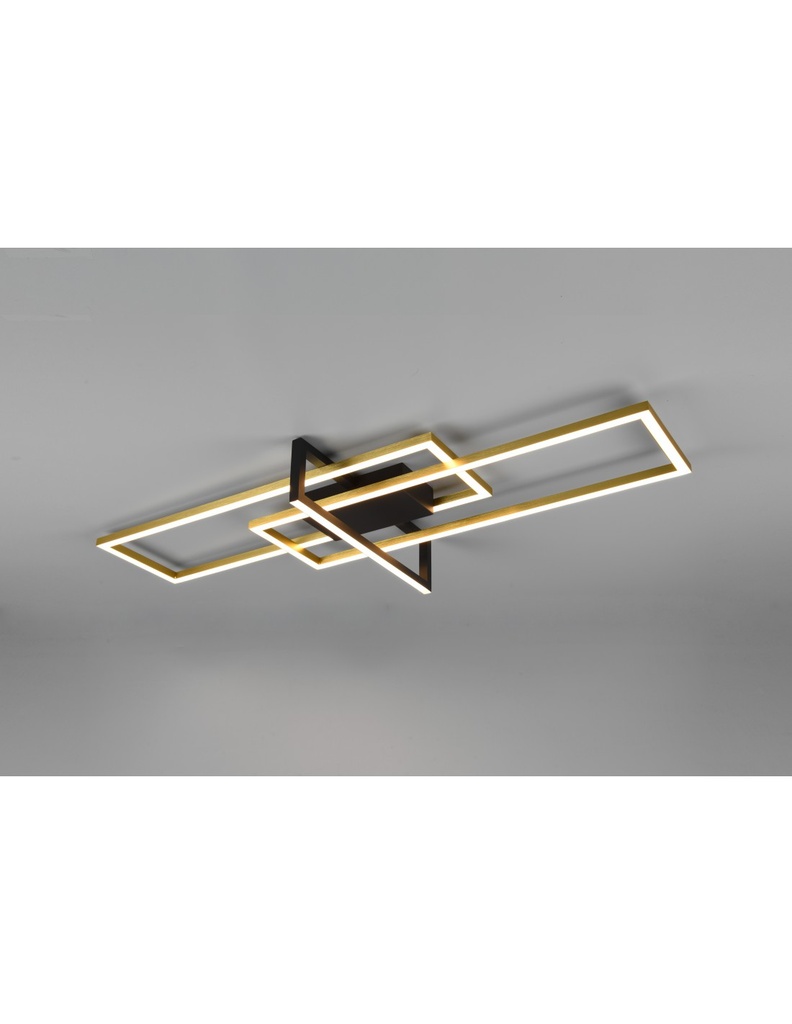 Plafoniera a LED Salinas 3 Rettangoli Oro-Nero L100 cm Dimmerabile