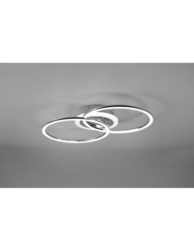 Plafoniera Soffitto Cerchi Cromo Led 4000k Dimmer