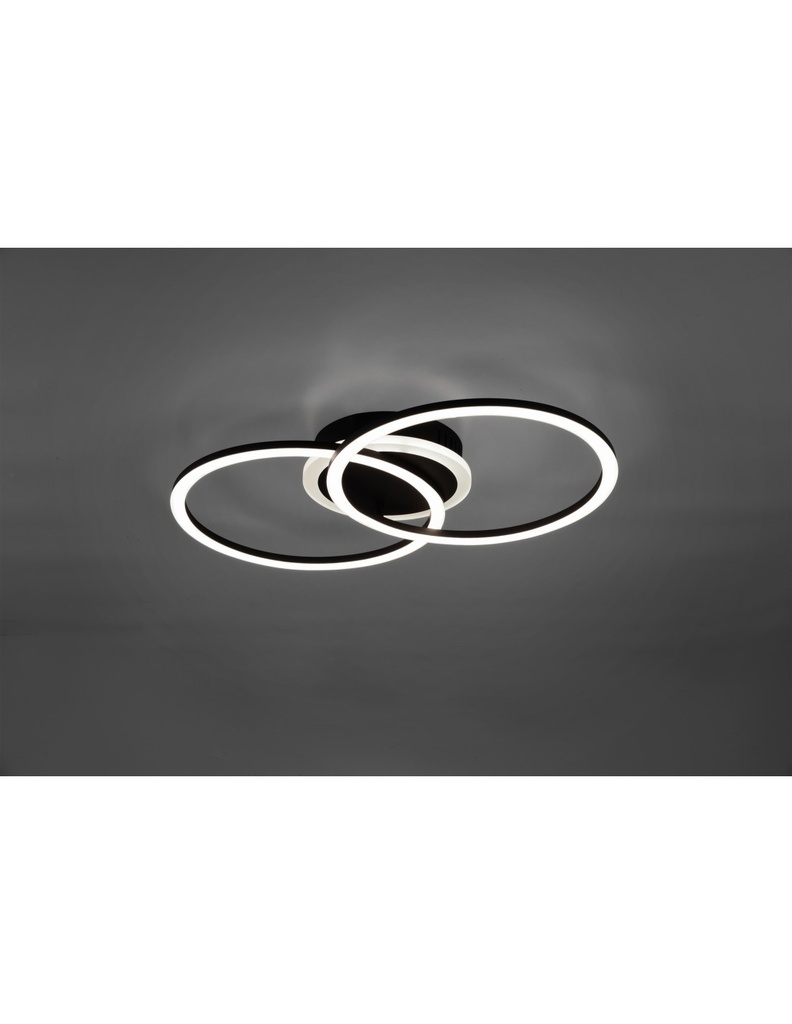 Plafoniera Doppio Cerchio Nero Led 25w Dimmerabile L50 cm