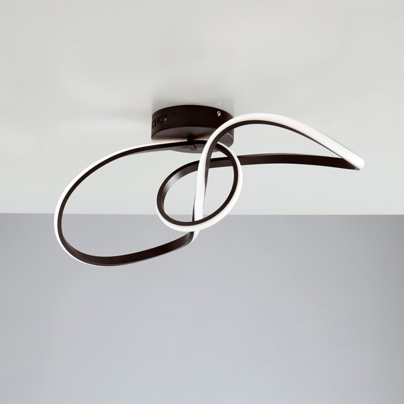 Plafoniera in metallo e alluminio Marrone con LED integrato 68x24x h24 cm