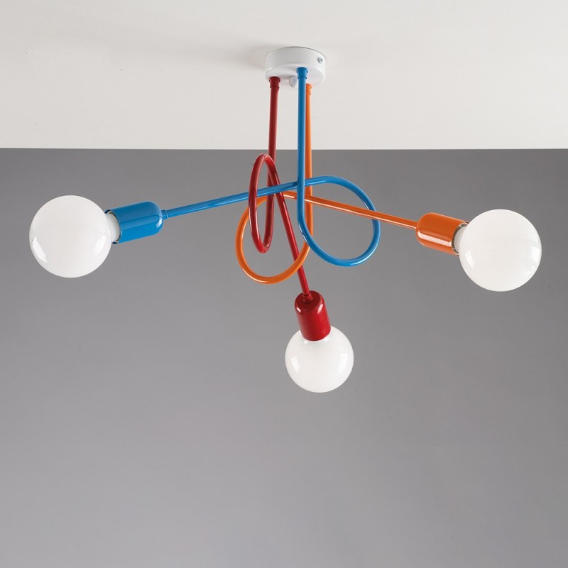 Plafoniera moderna in ferro Multicolor tre luci 42x h30 cm