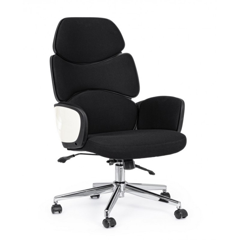 Poltrona imbottita da ufficio nero-bianco - Dimensioni: 64x69x118,5/128 cm