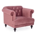 Poltrona classica effetto velluto rosa antico 97x82x78h cm