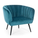 Poltrona Classica in Velluto Blu Pavone - Dimensioni: L.78 P.71 H.69 cm
