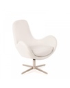 Poltrona elegante in similpelle bianca e metallo grigio cromo, 72x68x85cm