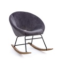 Poltrona a dondolo Annika in velluto grigio scuro - Dimensioni: 74x77x74 cm