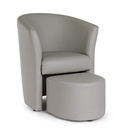 Poltrona con Pouf Grigio Chiaro in Similpelle Stile Design - Misure: 64,5x59,5x78 cm