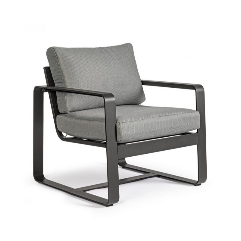 Poltrona da giardino in alluminio antracite MERRIGAN YK13 74x78x h84 cm
