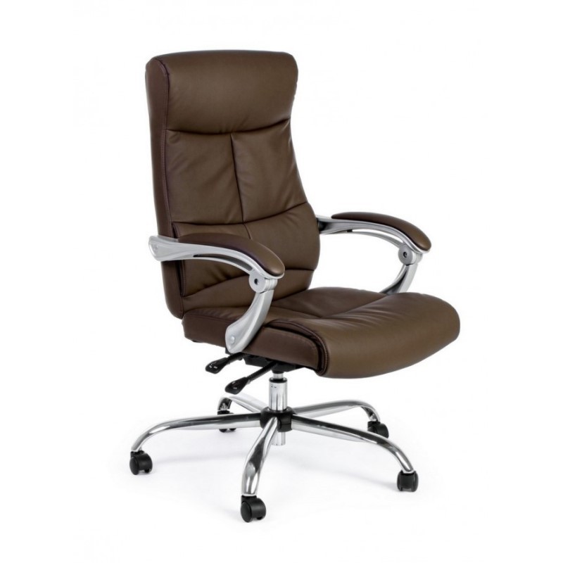 Poltrona da ufficio reclinabile Lisbona marrone in similpelle - 76x65x116,5/124,5 cm