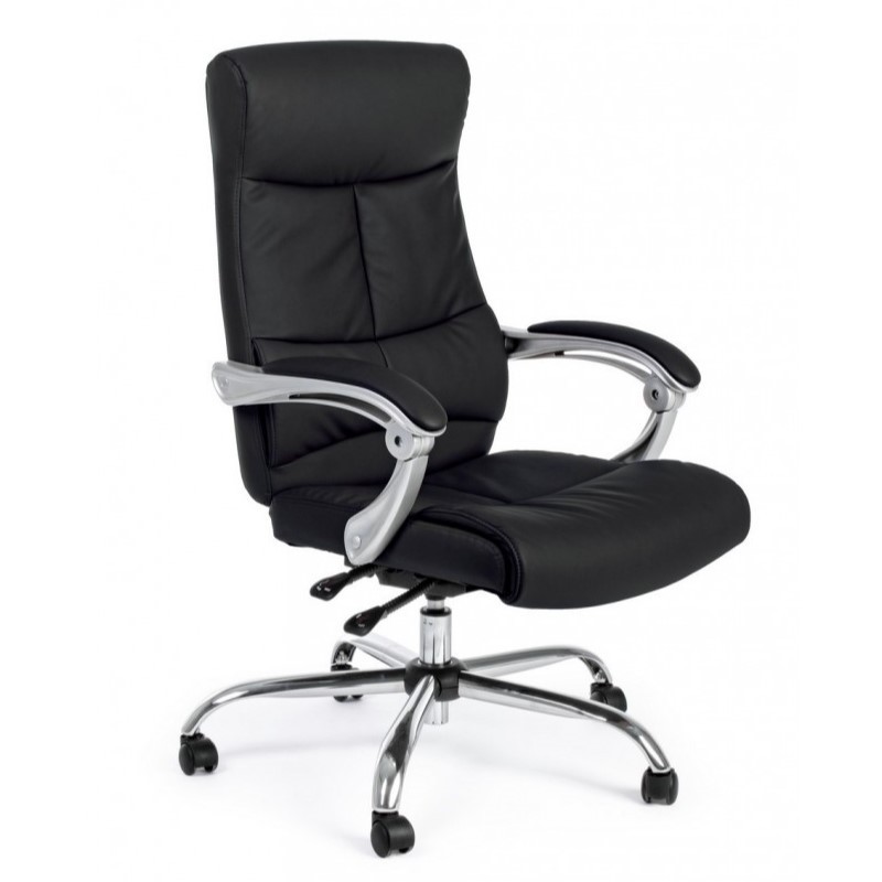 Poltrona da ufficio reclinabile Lisbona nero in similpelle - Dimensioni: 76x65x116,5/124,5 cm