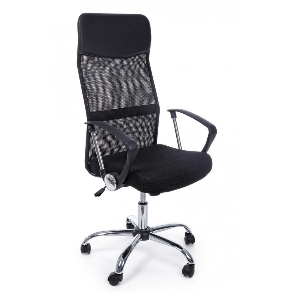 Poltrona da ufficio in ecopelle Dakar con braccioli nero - Misure: 48x49x114/124 cm