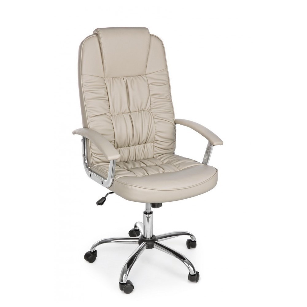 Poltrona da ufficio in ecopelle Dehli tortora - Misure: 51x59x115/125 cm