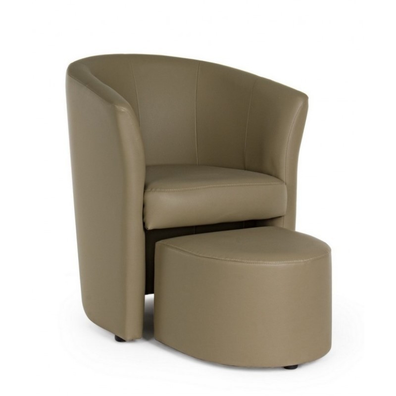 Poltrona in similpelle con pouf estraibile Tortora RITA 64,5x 59,5x h78 cm