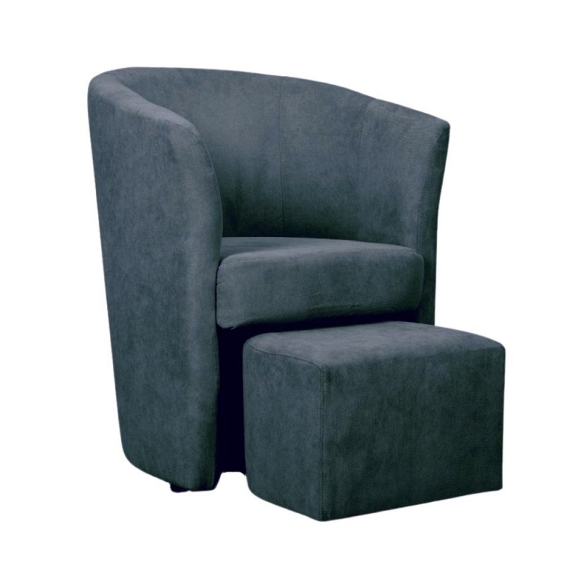 Poltrona in tessuto con pouf estraibile DJERBA Grigio Scuro 63,5x 62,5x h76 cm