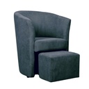 Poltrona in tessuto con pouf estraibile DJERBA Grigio Scuro 63,5x 62,5x h76 cm
