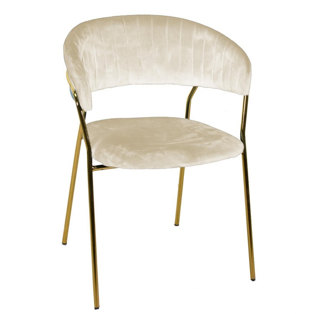 Poltrona in velluto crema con braccioli - Misure: 57x52x78 cm
