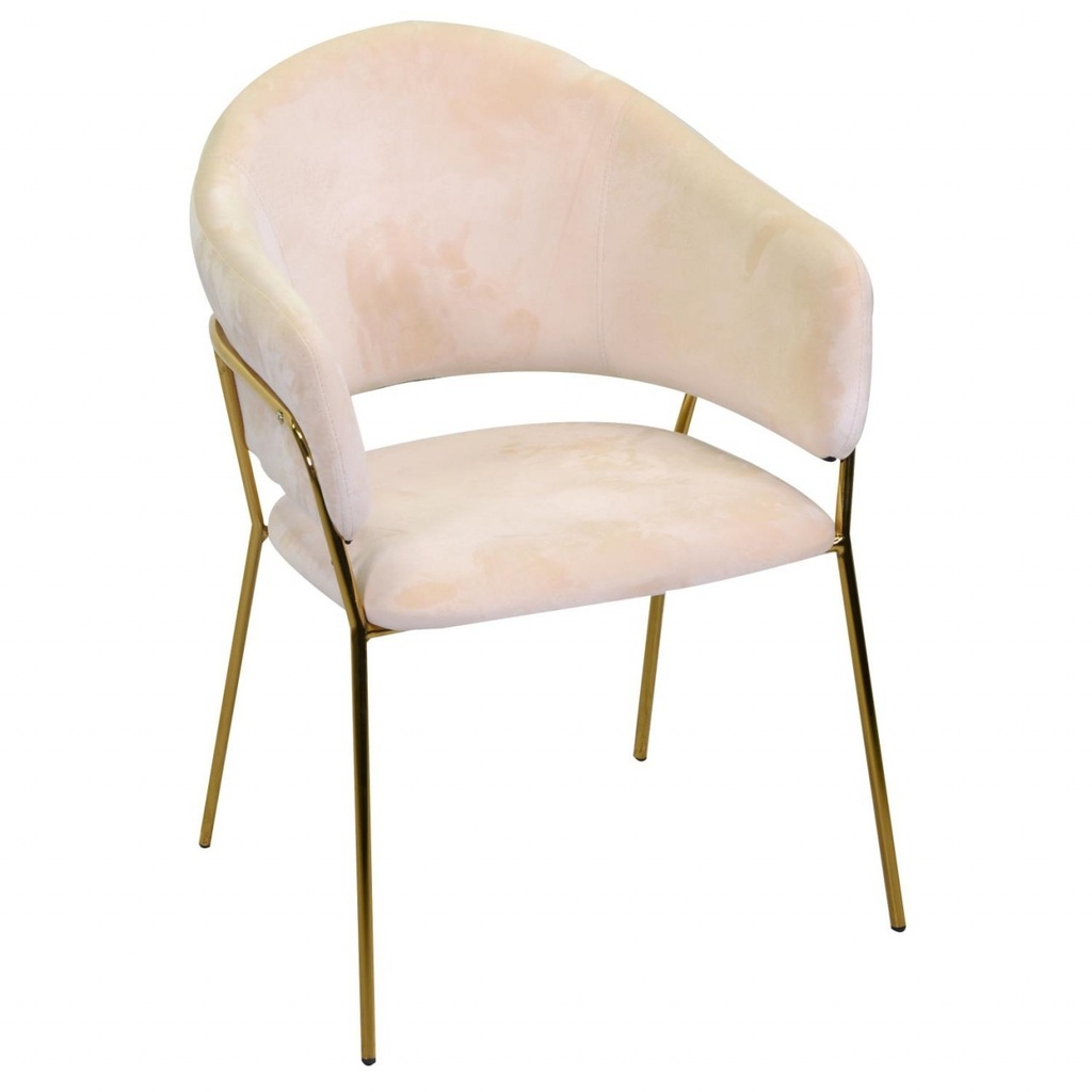 Poltrona in velluto crema, misure: 61x61x46 cm