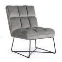 Poltrona Lizzie in Velluto Grigio con Gambe in Metallo - Misure 61x82x87 cm
