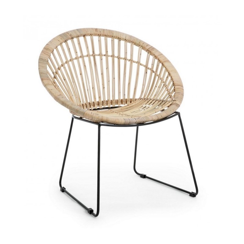 Poltrona rustica in rattan Cayes naturale - cm 75x67x81