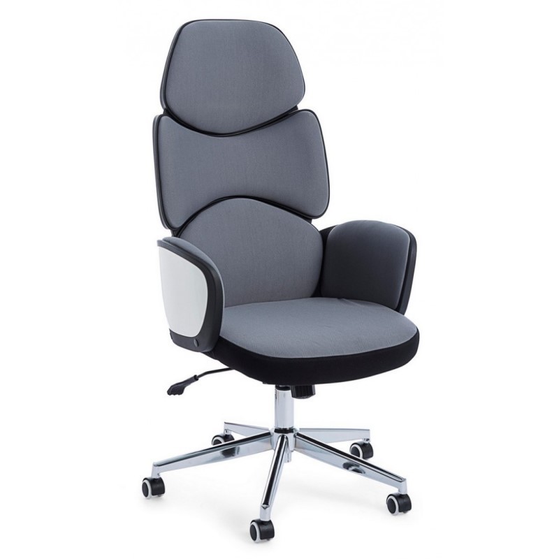 Poltrona ufficio con braccioli in tessuto Grigio Scuro - Dimensioni 64x69 x h118,5/128 cm
