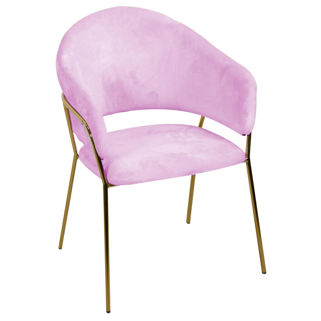 Poltrona in velluto rosa, dimensioni 61x61x82 cm