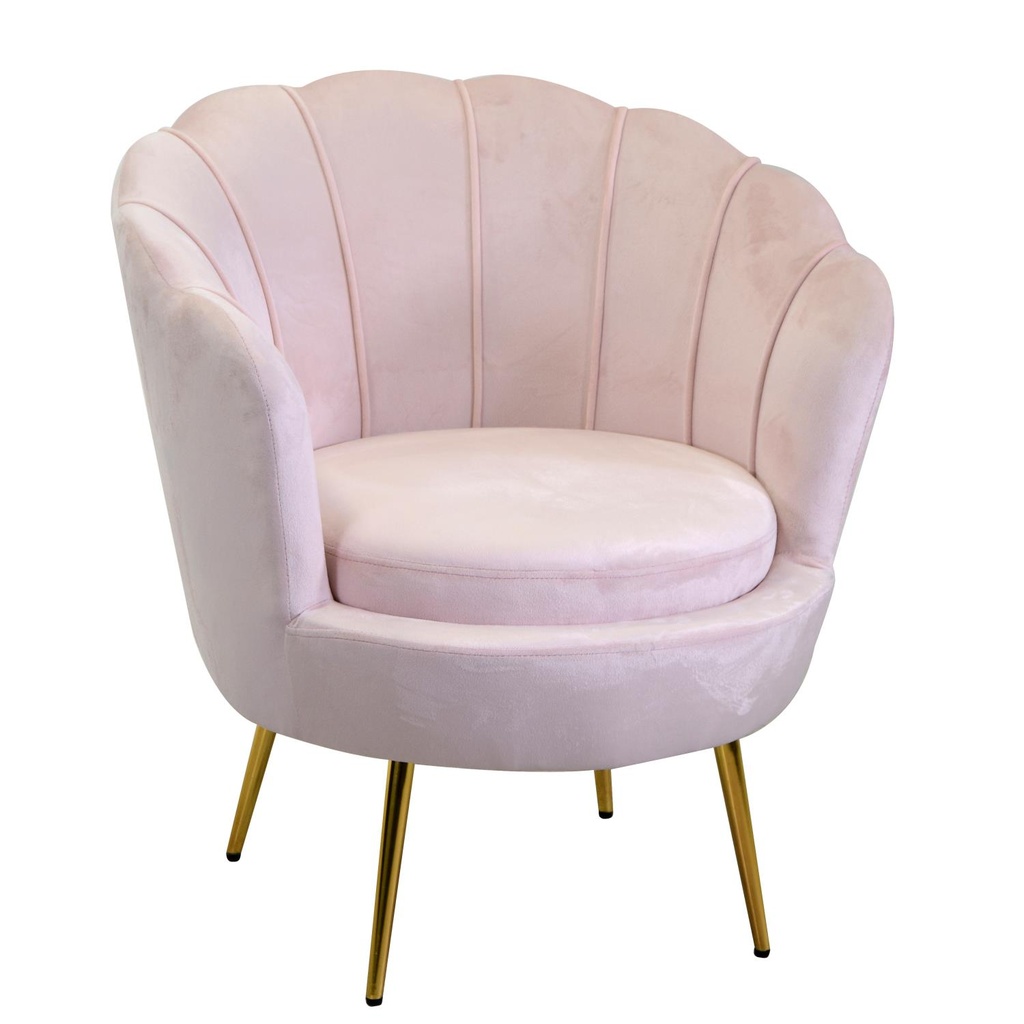 Poltrona in velluto rosa Tulipan, 73x72x77 cm