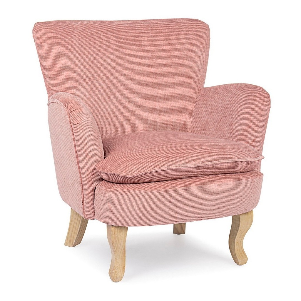 Poltrona vintage imbottita in velluto rosa - Misure: 71,5x72,5x79 cm