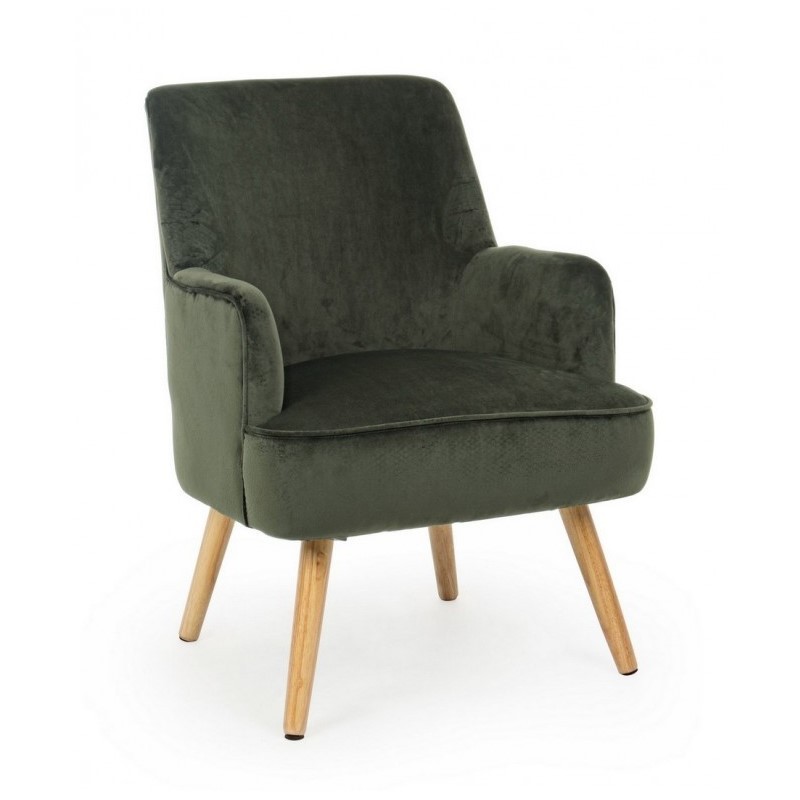 Poltrona vintage da soggiorno in velluto Verde Scuro ADELINE 60x67x h79 cm