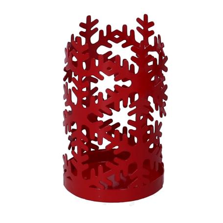 Portabicchiere metallo fiocco neve rosso tondo ø8h20