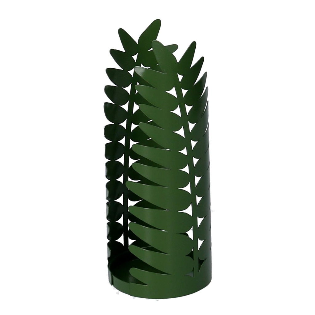 Portabicchiere in metallo foglia alloro verde scuro tondo ø8h20