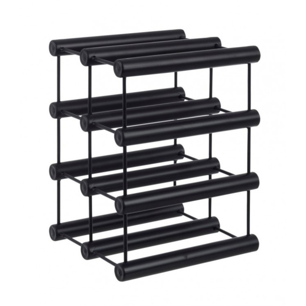 Portabottiglie nero in acciaio per 8 bottiglie 21h cm