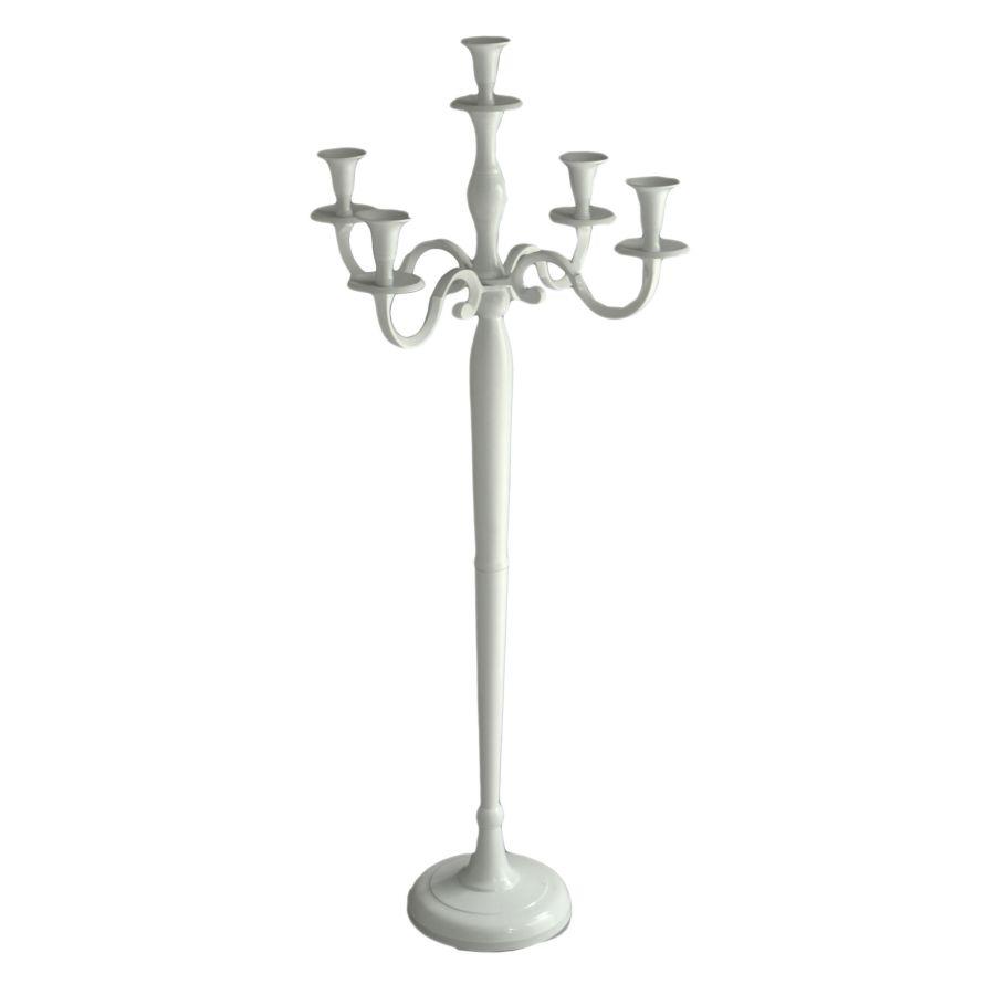 Portacandele candelabro alluminio bianco 5 posti 45x45x100 cm