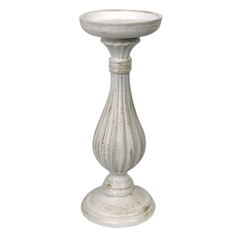Portacandele candelabro legno bianco ø11x28 cm
