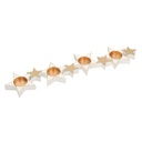 Portacandele legno bianco oro stelle 4 pezzi 48,5x11,5x2,3 cm