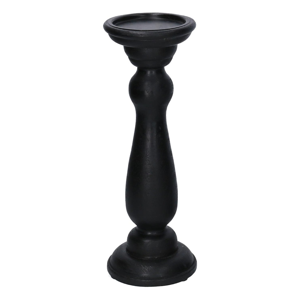 Portacandele in legno nero 10x10x30 cm