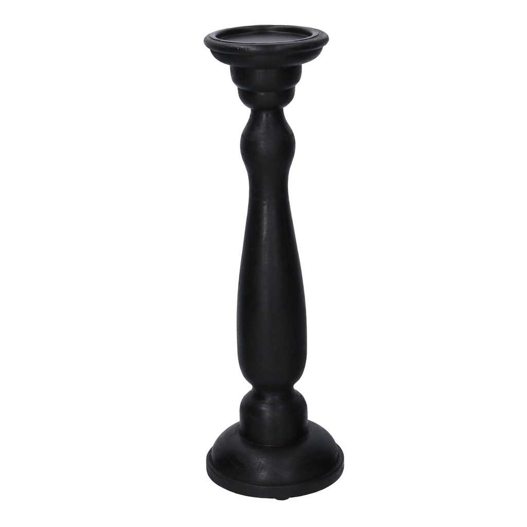 Portacandele in legno nero 12x12x40 cm