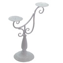 Portacandele in metallo bianco Arezzo, 2 posti, 31x15,5x44 cm