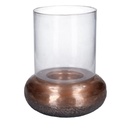 Portacandele in metallo bronzo tondo 1p cmø18/24h29