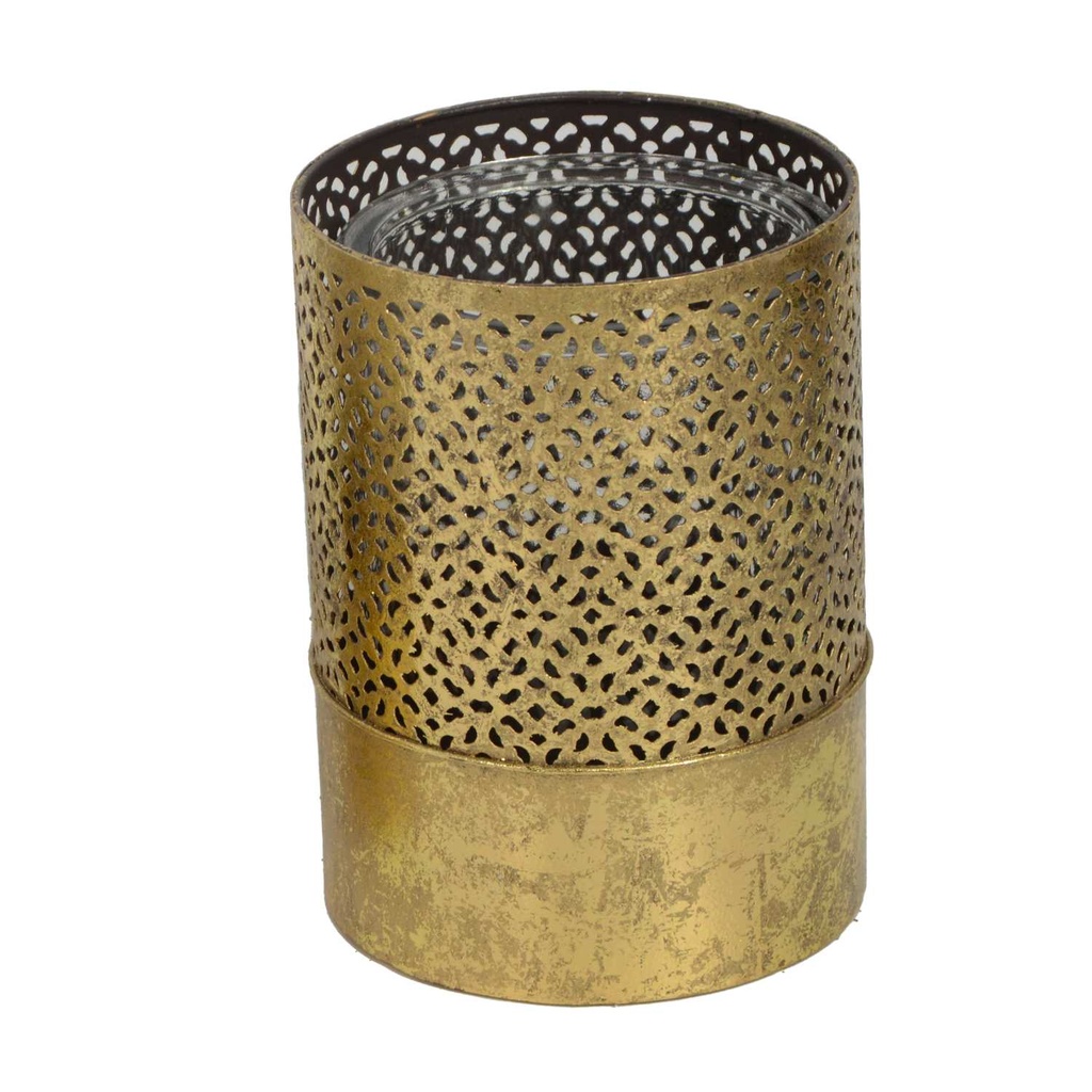Portacandele in metallo oro ø9x12 cm