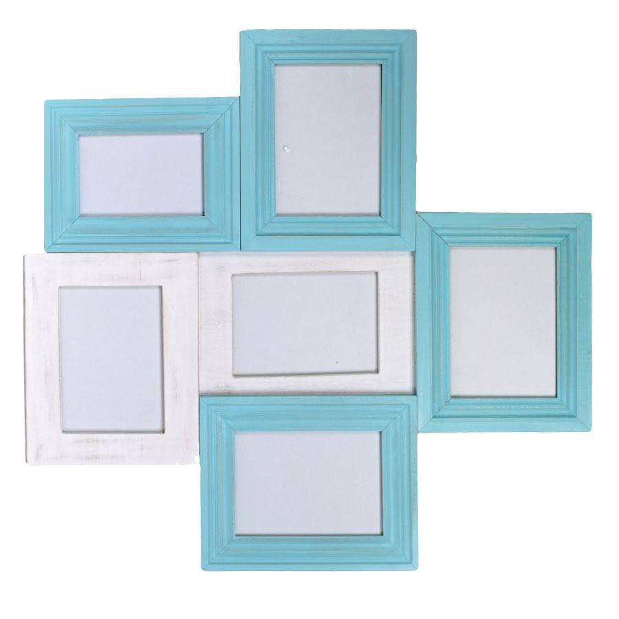 Portafoto Multiplo da Parete in Legno - 6 Foto - 60x63,2 cm