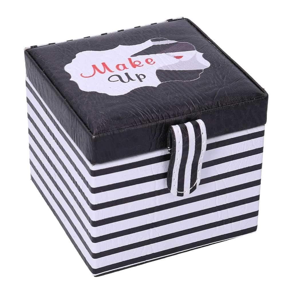 Portagioie ecopelle bianco nero quadro 10x10,5x9,5 cm