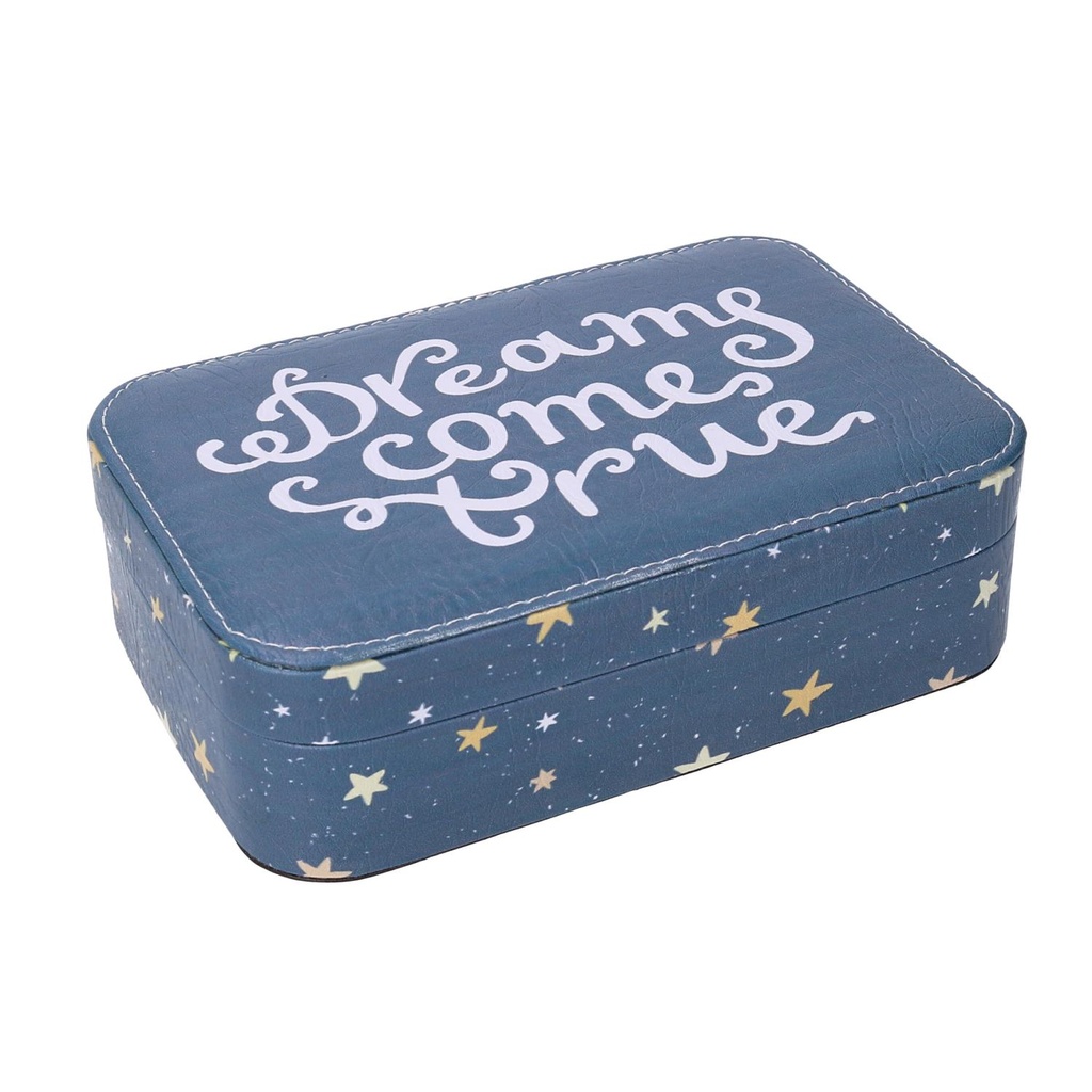 Portagioie rettangolare ecopelle stelle blu cm22x14,5h6,5