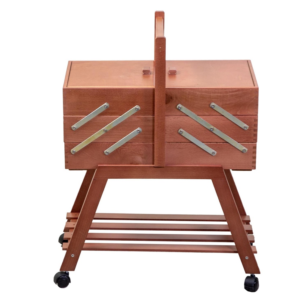 Portalavoro in legno con ruote noce cm45x28h62